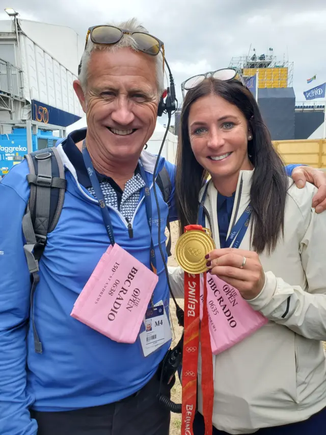 Andrew Murray and Eve Muirhead, with her Olympic gold medal