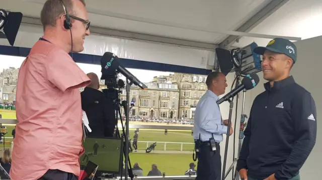 Andy Stevenson interviewing Xander Schauffele