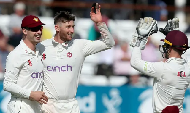 Rob Keogh celebrates a wicket