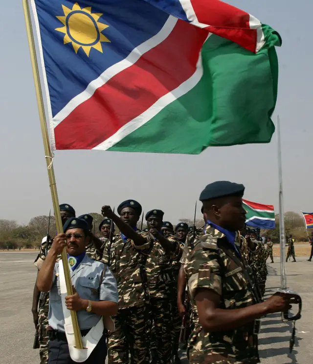 Namibia's soldiers marching