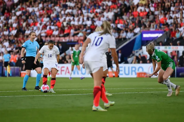 Fran Kirby of England scores their side's first goal