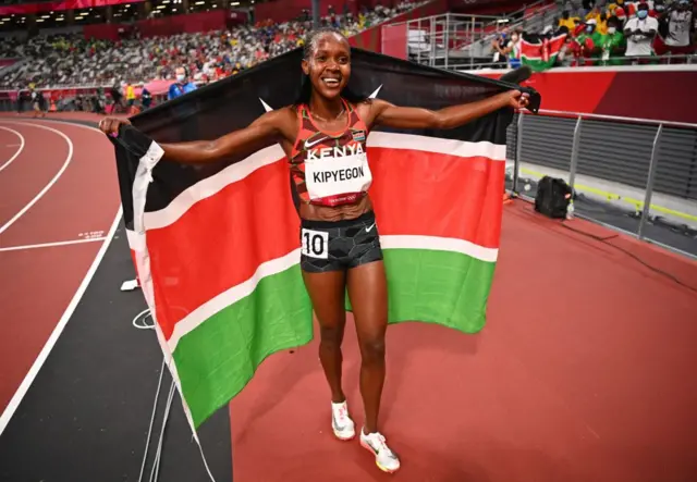 Kenya's Faith Kipyegon during the Tokyo 2020 Olympic Games.