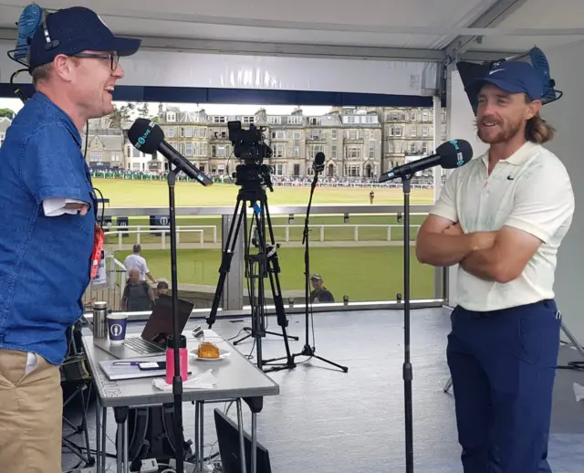 Andy Stevenson interviewing Tommy Fleetwood for BBC Radio 5 Live