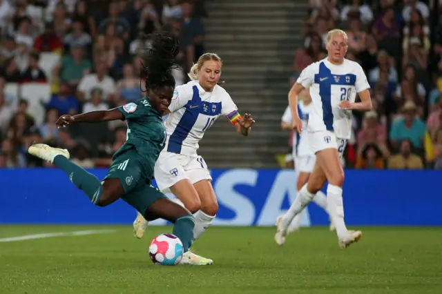 Nicole Anyomi of Germany scores their team's third goal