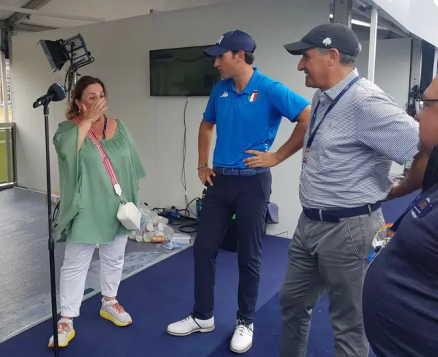 Filippo Celli and parents being interviewed