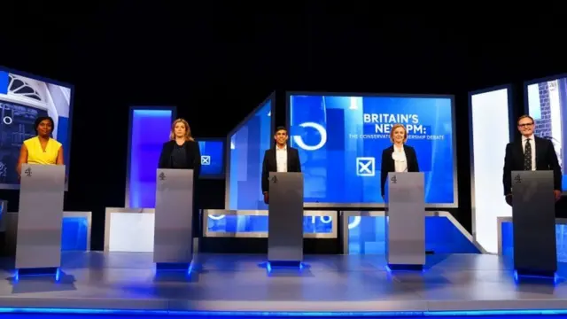 The leadership candidates taking part in the first of three TV debates on Friday