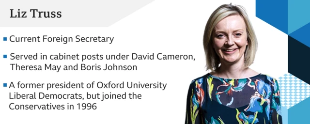 This infographic shows Liz Truss' credentials and some biographical information