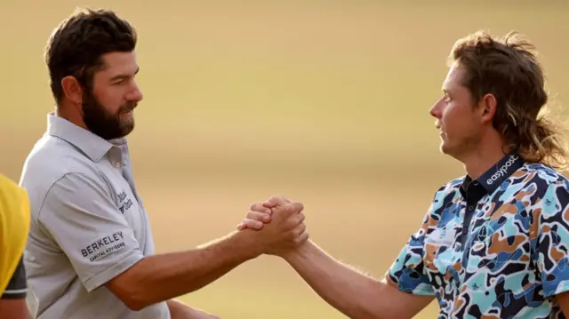 Young and Smith shake hands after Saturday's round