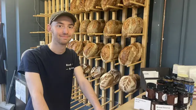 Joe Metcalf at Bread Source in Norwich Market