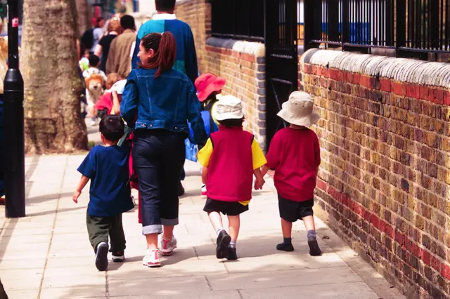 Schoolchildren walking to school