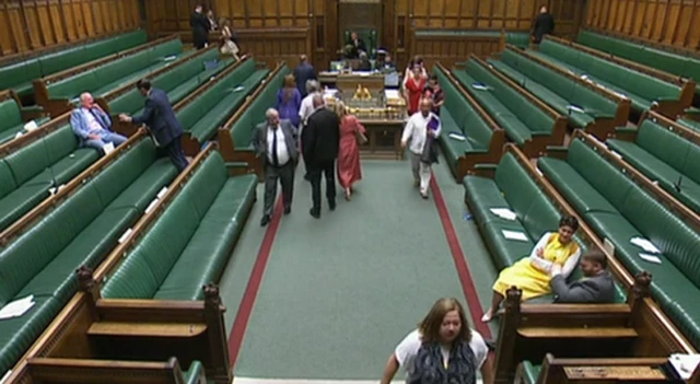 MPs leave the chamber to vote