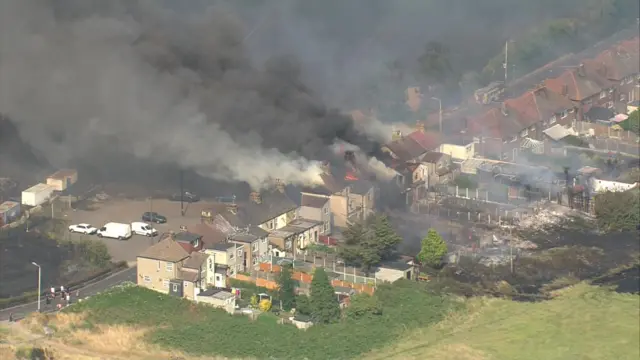 Homes on fire in Wennington, east London