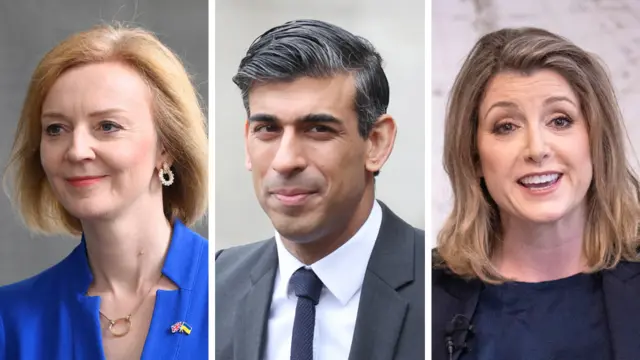 LIz Truss, Rishi Sunak and Penny Mordaunt