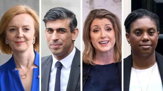 Liz Truss, Rishi Sunak, Penny Mordaunt and Kemi Badenoch