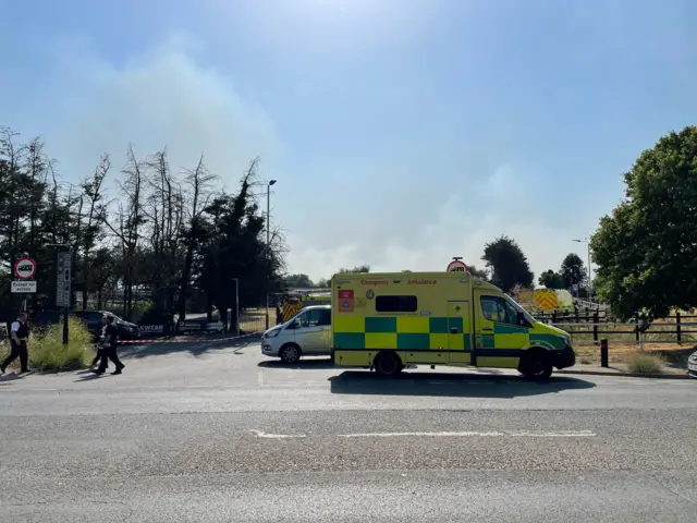 Scene in Wennington shows ambulance and emegency vehicles