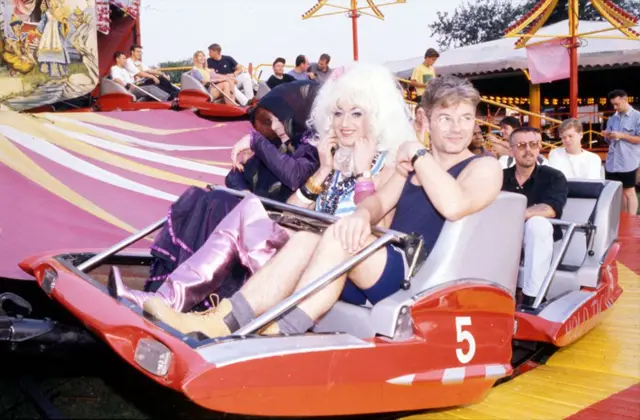 Drag queen Lily Savage (Paul O'Grady, above centre) attended Pride in 1992