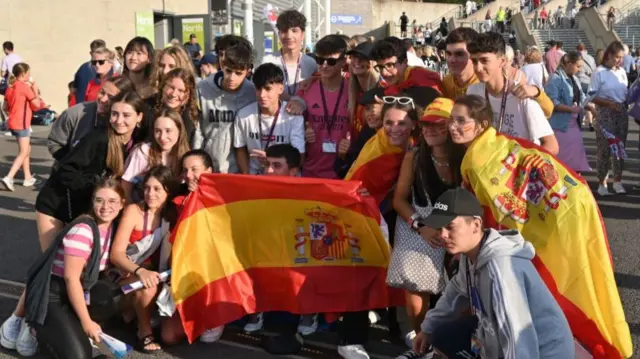 Spain fans showing their support