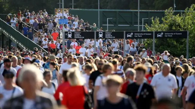 Fans arriving at the stadium