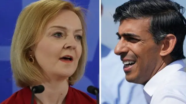 A composite image of Tory leadership rivals Liz Truss and Rishi Sunak