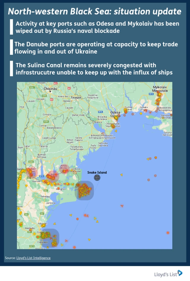 map showing vessels along Ukraine's coast