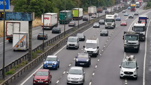 Traffic on the M5 near Birmingham