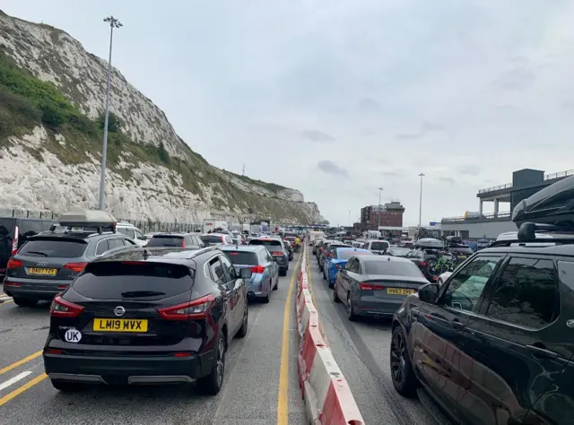 A long line of traffic in Dover