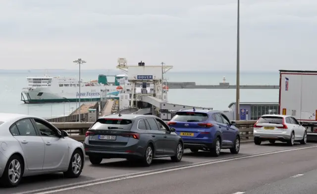 Queues of cars head to board ferries in Dover