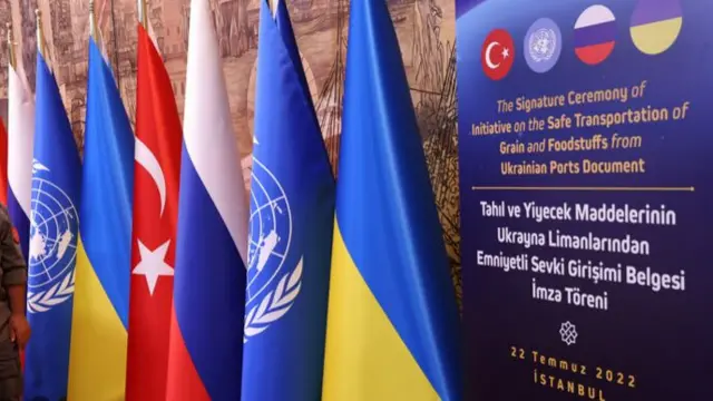 Flag at a signing ceremony in Istanbul