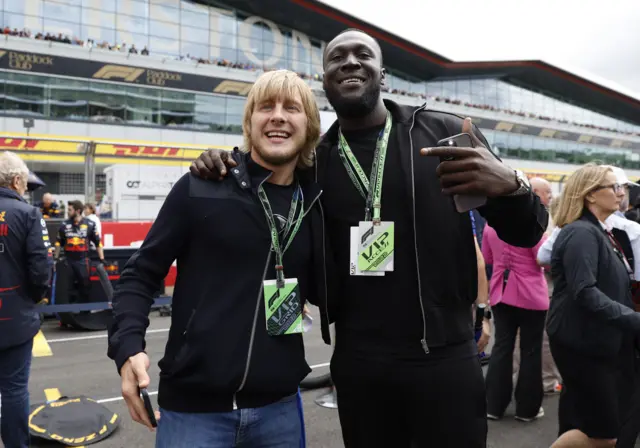 Singer Stormzy and UFC fighter Paddy Pimblett before F1's British Grand Prix in 2022