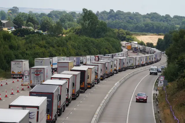 queuing lorries