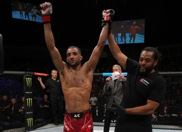 Jai Herbert celebrates after winning at UFC London