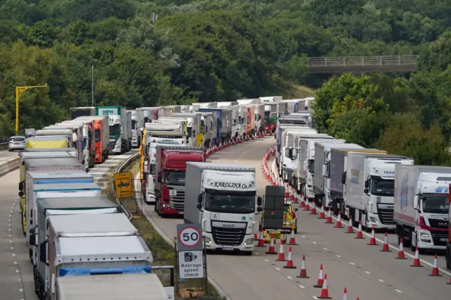 queuing lorries