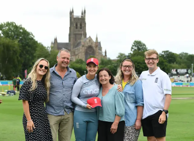 Alice Capsey with her family ahead of making her England debut