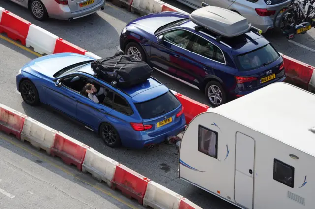 Vehicles queue at Dover