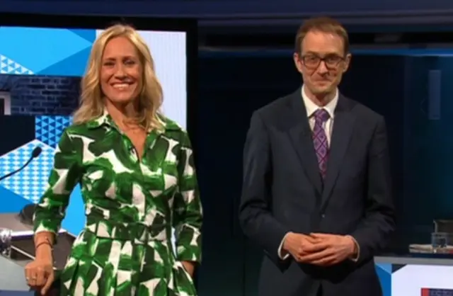 The BBC's Sophie Raworth and Chris Mason