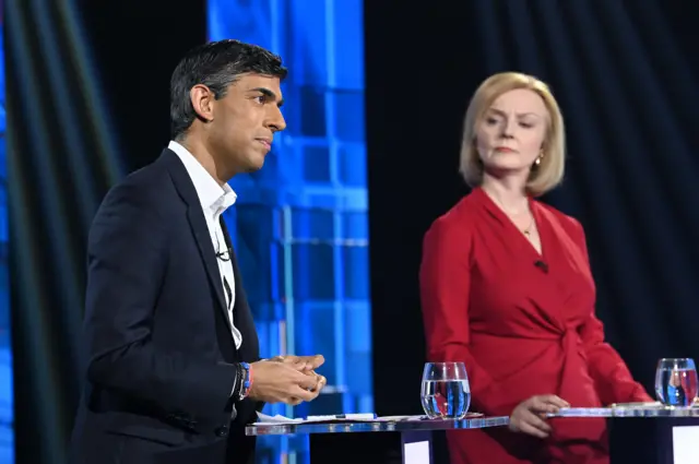 Sunak and Truss during ITV's Conservative leadership debate