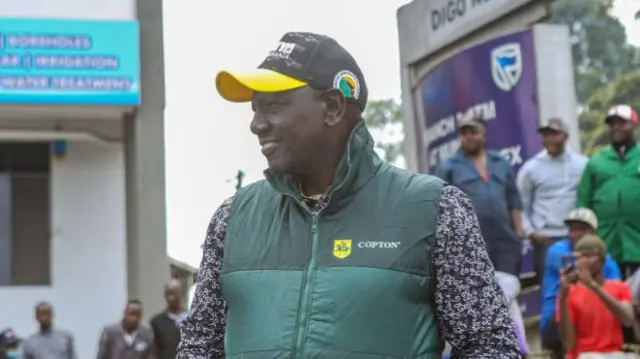 The deputy president of Kenya and United Democratic Alliance (UDA) presidential candidate William Ruto seen during a campaign rally at the Gikomba market in Nairobi.