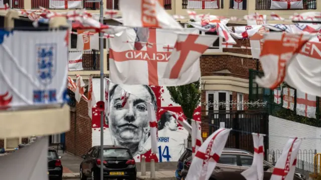 A mural dedicated to England forward Fran Kirby is displayed on the Kirby Estate in London