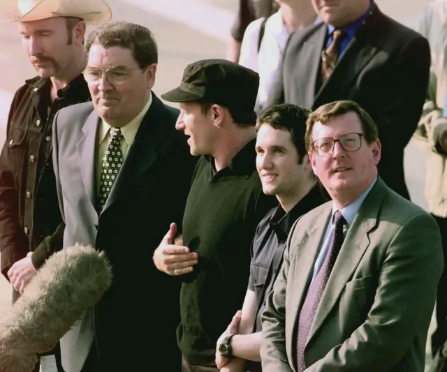 The Edge, John Hume, Bono, Tim Wheeler from Ash and David Trimble