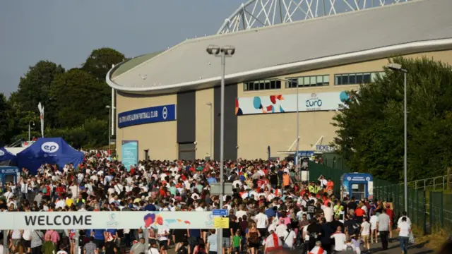 England fans at Brighton's Amex Stadium