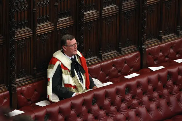 Lord Trimble sitting in the House of Lords