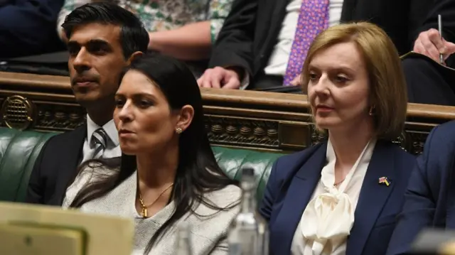 Rishi Sunak, Priti Patel and Liz Truss