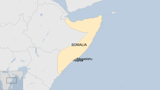 Map showing Marka in Somalia