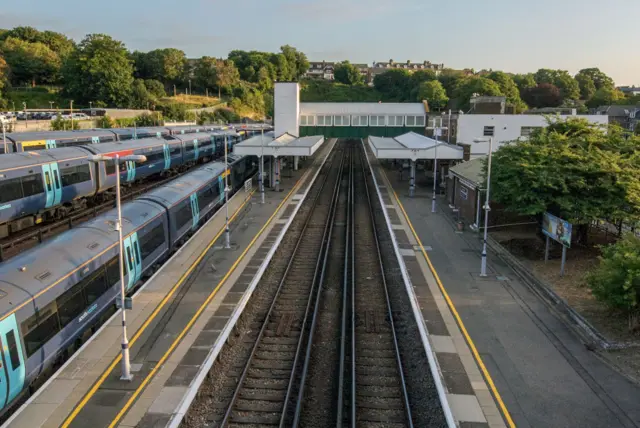 Empty platforms are seen at Dover Priory station