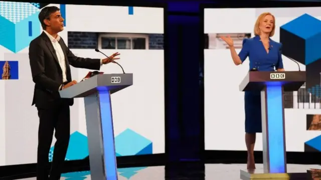 Rishi Sunak and Liz Truss facing off on Monday night