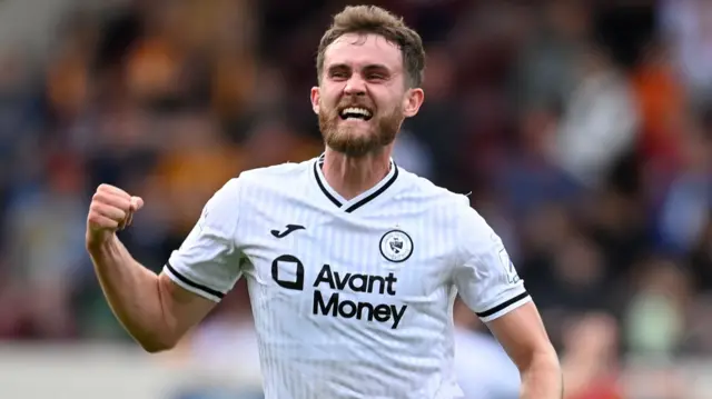 Sligo Rovers striker Aidan Keena celebrates scoring against Motherwell