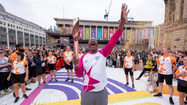 Sir Lenny Henry with the baton