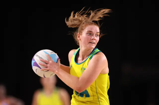 Steph Wood playing for Australia Diamonds at Commonwealth Games in Birmingham