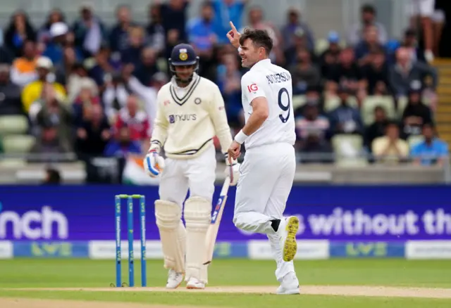 James Anderson celebrates dismissing Shubman Gill