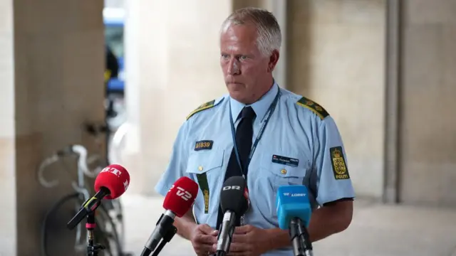 Copenhagen Police Chief Inspector Soeren Thomassen holds a news conference